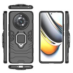 Microcase Realme 11 Pro Plus 5G Batman Serisi Yüzük Standlı Armor Kılıf Siyah -AL3349