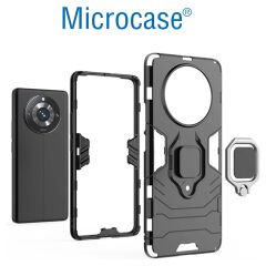 Microcase Realme 11 Pro Plus 5G Batman Serisi Yüzük Standlı Armor Kılıf Siyah -AL3349