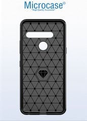 Microcase LG G8S ThinQ Brushed Carbon Fiber Silikon Kılıf - Siyah