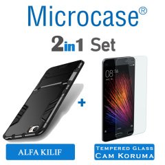 Microcase Xiaomi Mi 5 Alfa Serisi Armor Standlı Kılıf + Ekran Koruyucu