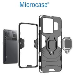 Microcase Realme GT3 / GT Neo 5 Batman Serisi Yüzük Standlı Armor Kılıf Siyah - AL3349