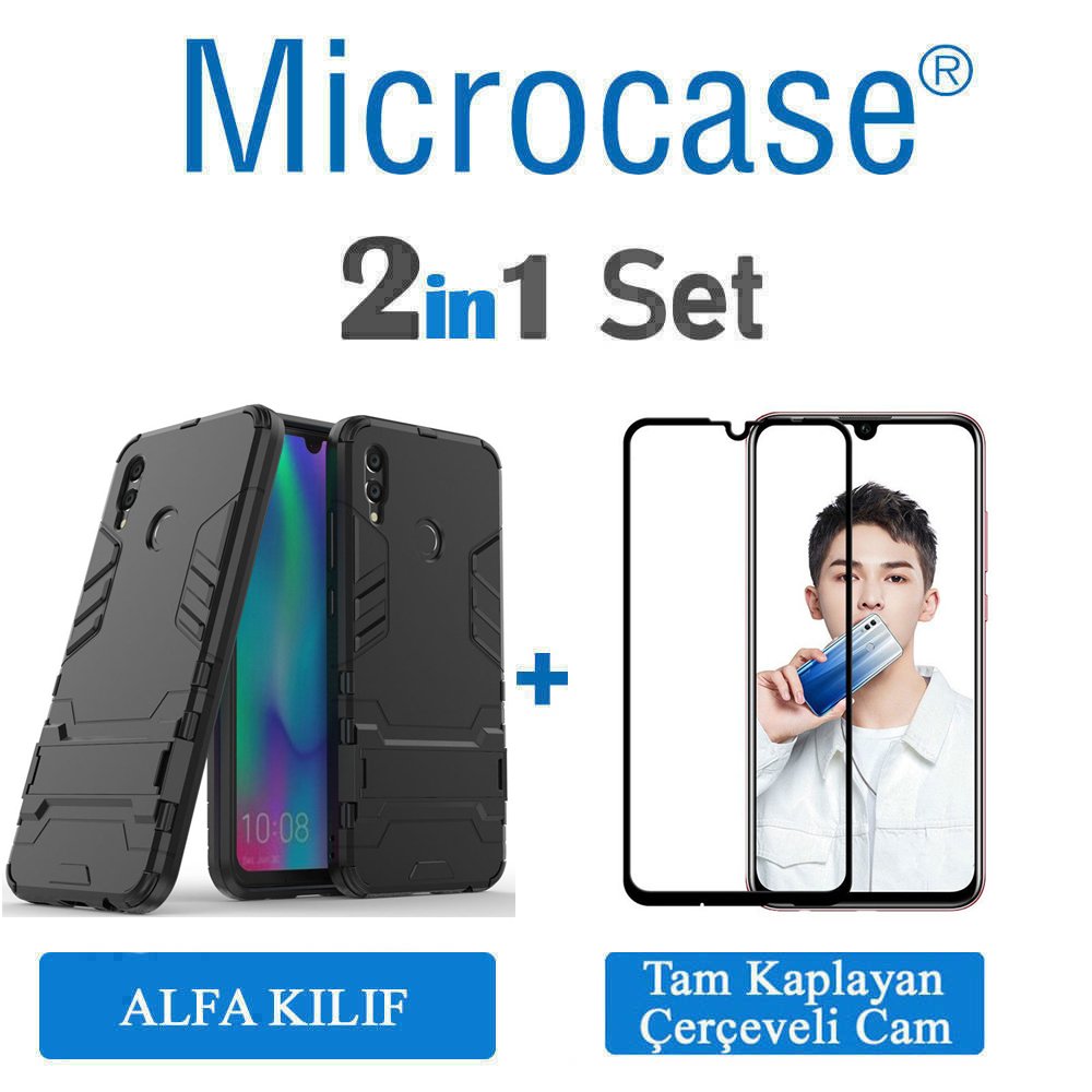 Huawei P Smart 2019 Alfa Armor Kılıf + Tam Kaplayan Cam