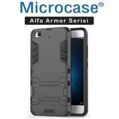 Microcase Xiaomi Mi 5s Alfa Serisi Armor Standlı Kılıf-SİYAH+CAM