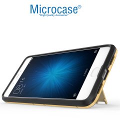 Microcase Xiaomi Mi 5s Alfa Serisi Armor Standlı Kılıf-SİYAH+CAM