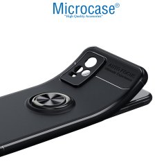Microcase Vivo Y73 2021 Focus Serisi Yüzük Standlı Silikon Kılıf - Siyah