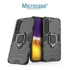 Microcase Samsung Galaxy S23 FE Batman Serisi Yüzük Standlı Armor Kılıf Siyah - AL3349