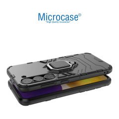 Microcase Samsung Galaxy S23 FE Batman Serisi Yüzük Standlı Armor Kılıf Siyah - AL3349