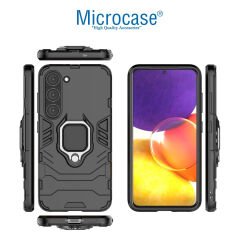 Microcase Samsung Galaxy S23 FE Batman Serisi Yüzük Standlı Armor Kılıf Siyah - AL3349