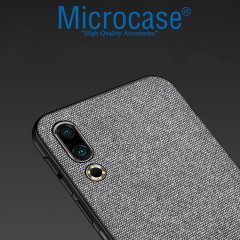 Microcase Meizu 16s Fabrik Serisi Kumaş ve Deri Desen Kılıf - Gri