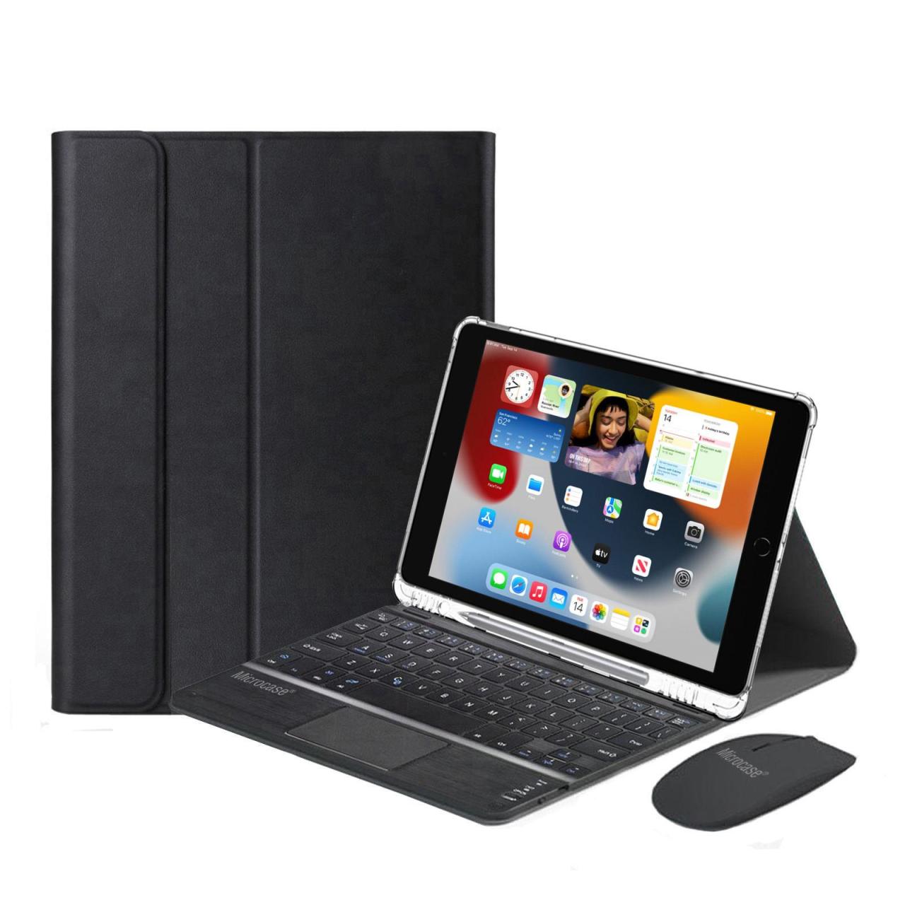 iPad 7.Nesil 10.2 2019 Bluetooth Touchpad Klavye+Mouse+Kalem Koymalı Kılıf BKK11