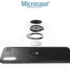 Microcase Vivo Y1S Focus Serisi Yüzük Standlı Silikon Kılıf - Siyah