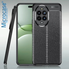 Microcase Huawei Nova 13 Pro ile Uyumlu Leather Serisi Deri Efekt Silikon Kılıf - Siyah Al3337