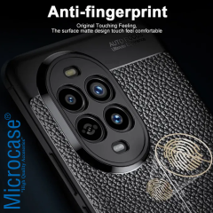 Microcase Huawei Nova 13 Pro ile Uyumlu Leather Serisi Deri Efekt Silikon Kılıf - Siyah Al3337