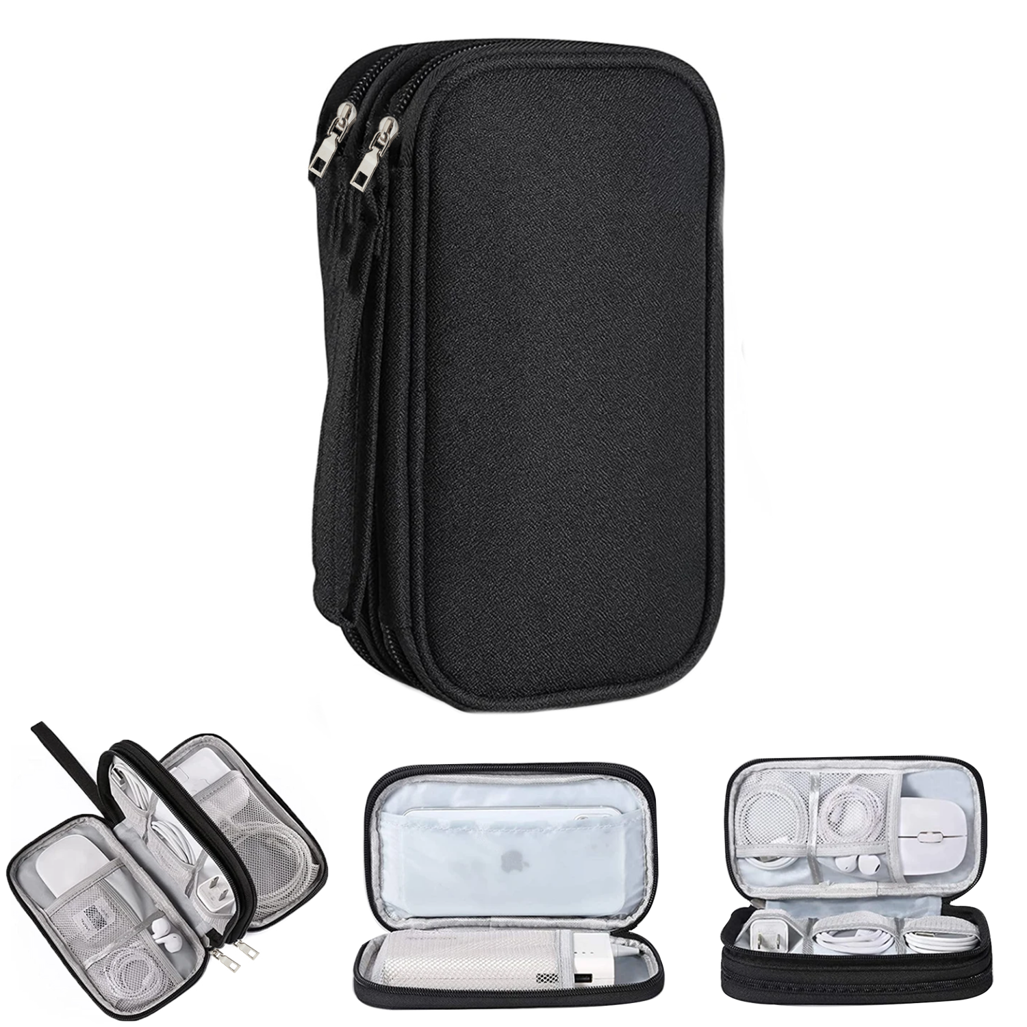 Microcase Taşınabilir   Çift Katman ve Fermuarlı 8 Bölmeli Çoklu HDD Organizer Büyük Boy 15X25cm -AL4403
