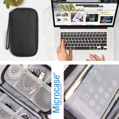 Microcase Taşınabilir   Çift Katman ve Fermuarlı 8 Bölmeli Çoklu HDD Organizer Büyük Boy 15X25cm -AL4403