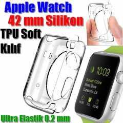 Apple watch 3 S3 Seri 3 42 mm İnce Silikon + Tempered Glass