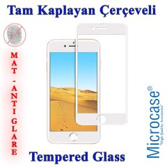 Microcase iPhone SE 2020 Tam Kaplayan Çerçeveli Tempered Ekran Koruyucu - Mat Beyaz