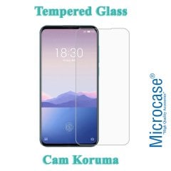 Microcase Meizu 16Xs Fabrik Serisi Kumaş ve Deri Desen Kılıf - Siyah + Tempered Glass Cam Koruma