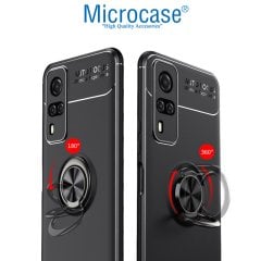 Microcase Vivo Y51 Focus Serisi Yüzük Standlı Silikon Kılıf - Siyah