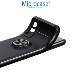 Microcase Vivo Y51 Focus Serisi Yüzük Standlı Silikon Kılıf - Siyah