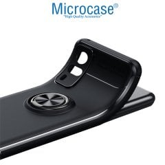 Microcase Vivo Y31 2021 Focus Serisi Yüzük Standlı Silikon Kılıf - Siyah