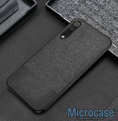 Microcase Meizu 16Xs Fabrik Serisi Kumaş ve Deri Desen Kılıf - Siyah