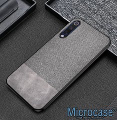 Microcase Meizu 16Xs Fabrik Serisi Kumaş ve Deri Desen Kılıf - Gri