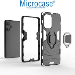 Microcase Xiaomi 13 Ultra   Batman Serisi Yüzük Standlı Armor Kılıf - Siyah AL3349