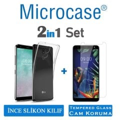 Microcase LG K40 Ultra İnce 0.2 mm Soft Silikon Kılıf + Tempered Glass Cam Koruma (SEÇENEKLİ)