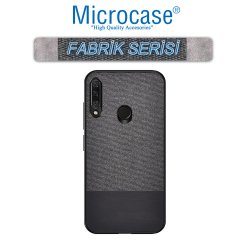 Microcase Huawei Honor 9X - Honor 9X Pro Global Fabrik Serisi Kumaş ve Deri Desen Kılıf - Siyah
