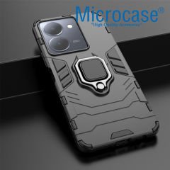 Microcase Vivo Y36  Batman Serisi Yüzük Standlı Armor Kılıf - Siyah AL3349