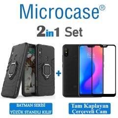 Xiaomi Mi A2 Lite Batman Serisi Yüzüklü Kılıf + Tam Kaplayan Cam
