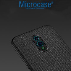 Microcase Oppo Reno Fabrik Serisi Kumaş ve Deri Desen Kılıf - Siyah