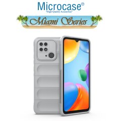 Microcase Xiaomi Redmi 10C Miami Serisi Darbeye Dayanıklı Silikon Kılıf - Açık Gri