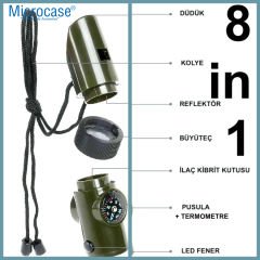 Microcase Çok Fonksiyonlu Led Işıklı Pusulalı Kamp ve Deprem Düdüğü - AL5033