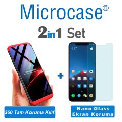 Microcase Xiaomi Mi 8 Tam Koruma Kapak 360 Derece Kılıf + NANO