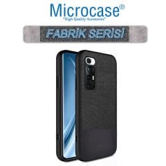 Microcase Xiaomi Mi 10 Youth Fabrik Serisi Kumaş ve Deri Desen Kılıf (SEÇENEKLİ)