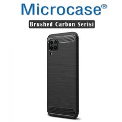 Microcase Huawei P40 Lite Brushed Carbon Fiber Silikon Kılıf - Siyah + Tempered Glass Cam Koruma