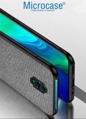 Microcase Oppo Reno Fabrik Serisi Kumaş ve Deri Desen Kılıf - Gri