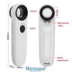Microcase 40X 21mm Pilli Işıklı El Büyüteç - AL5032