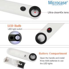 Microcase 40X 21mm Pilli Işıklı El Büyüteç - AL5032