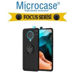 Microcase Xiaomi PocoPhone F2 Pro Focus Serisi Yüzük Standlı Silikon Kılıf - Siyah