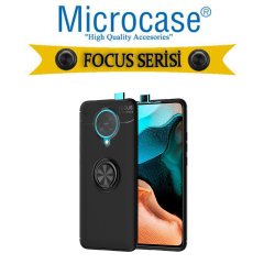 Microcase Xiaomi PocoPhone F2 Pro Focus Serisi Yüzük Standlı Silikon Kılıf - Siyah