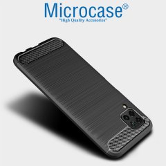 Microcase Huawei P40 Lite Brushed Carbon Fiber Silikon Kılıf - Siyah