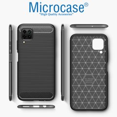Microcase Huawei P40 Lite Brushed Carbon Fiber Silikon Kılıf - Siyah