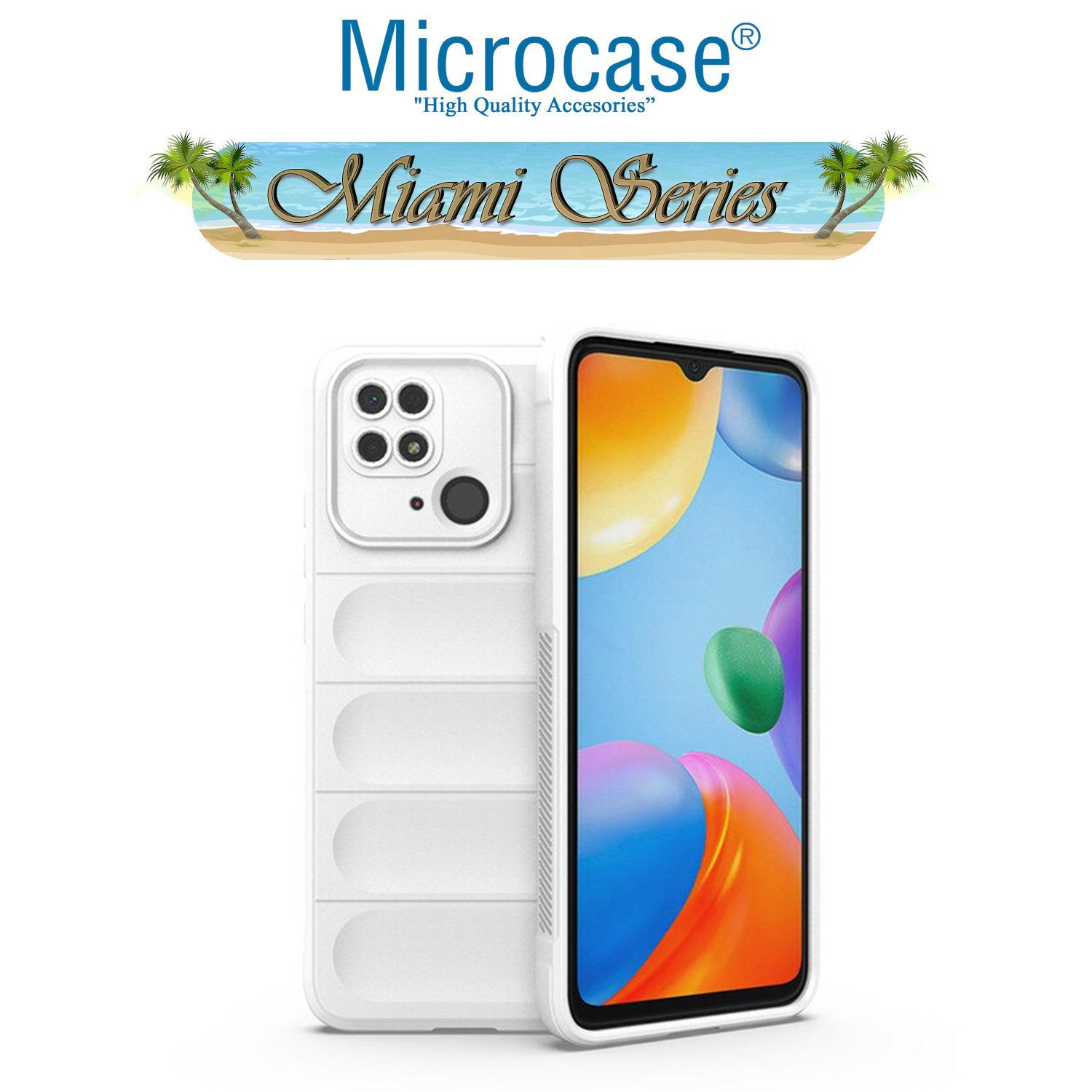 Microcase Xiaomi Redmi 10C Miami Serisi Darbeye Dayanıklı Silikon Kılıf - Beyaz