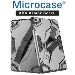Microcase Apple iPad 9.7 2017 Armor Standlı Kılıf - SİYAH + FİLM