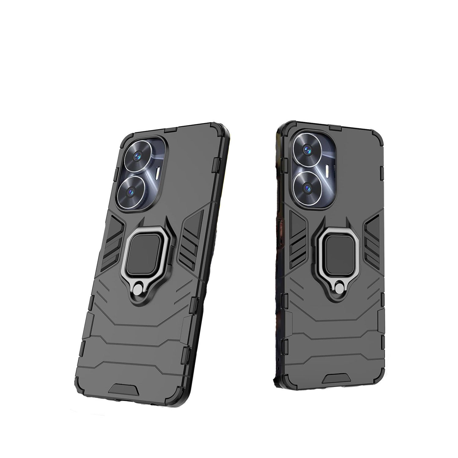 Microcase Realme C55 Batman Serisi Yüzük Standlı Armor Kılıf - Siyah AL3349