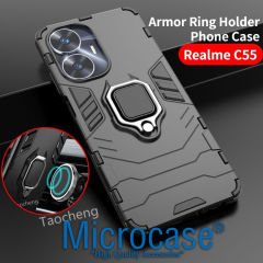Microcase Realme C55 Batman Serisi Yüzük Standlı Armor Kılıf - Siyah AL3349
