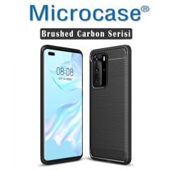 Microcase Huawei P40 Pro Brushed Carbon Fiber Silikon Kılıf - Siyah